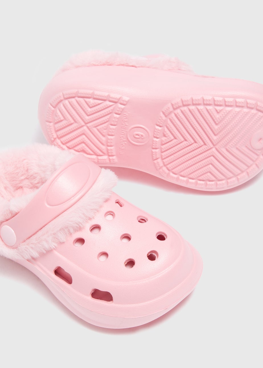Girls Pink Faux Fur Lined Clogs (Younger 4-12) Matalan