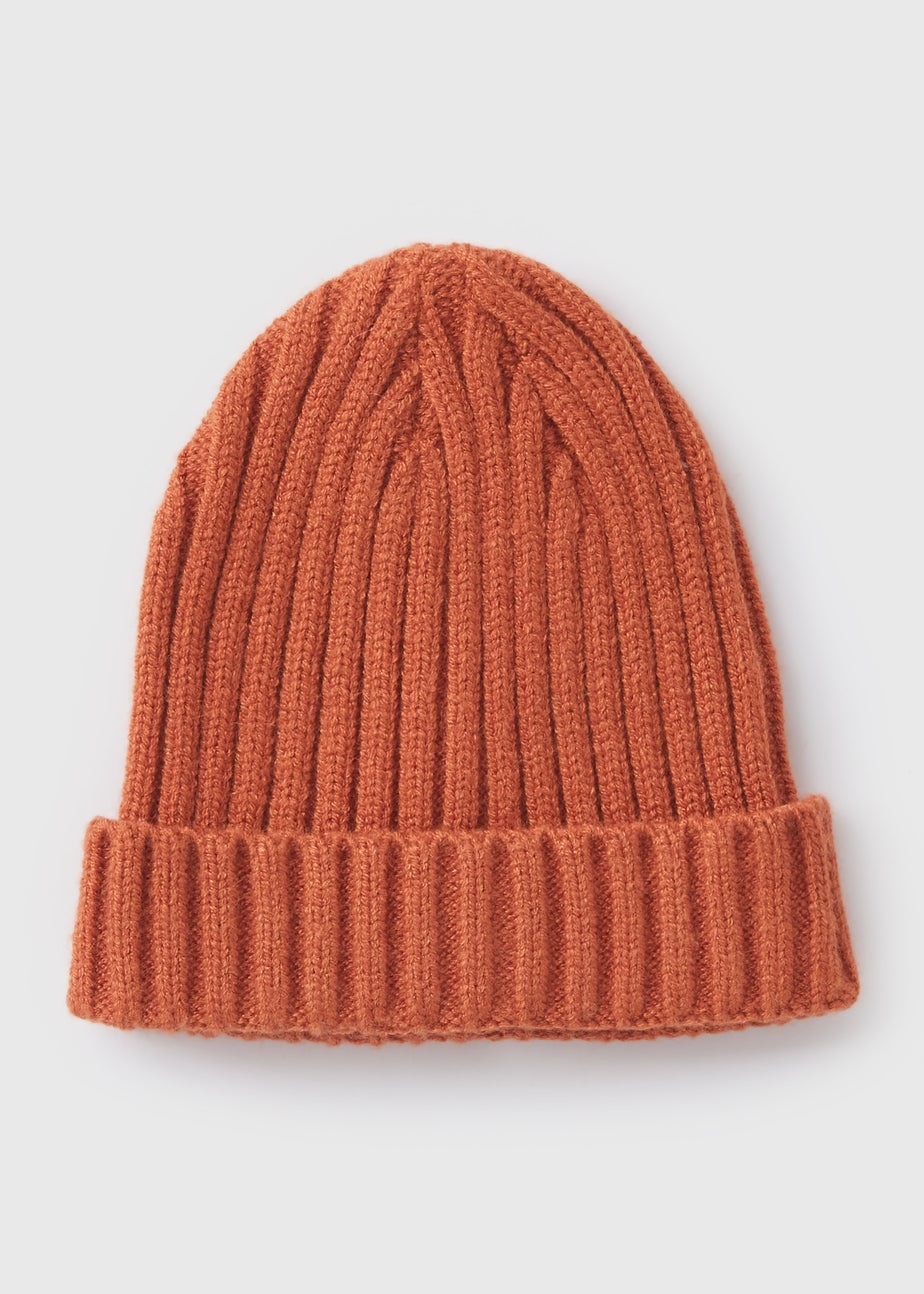 Baby Orange Ribbed Beanie (Newborn-23mths)