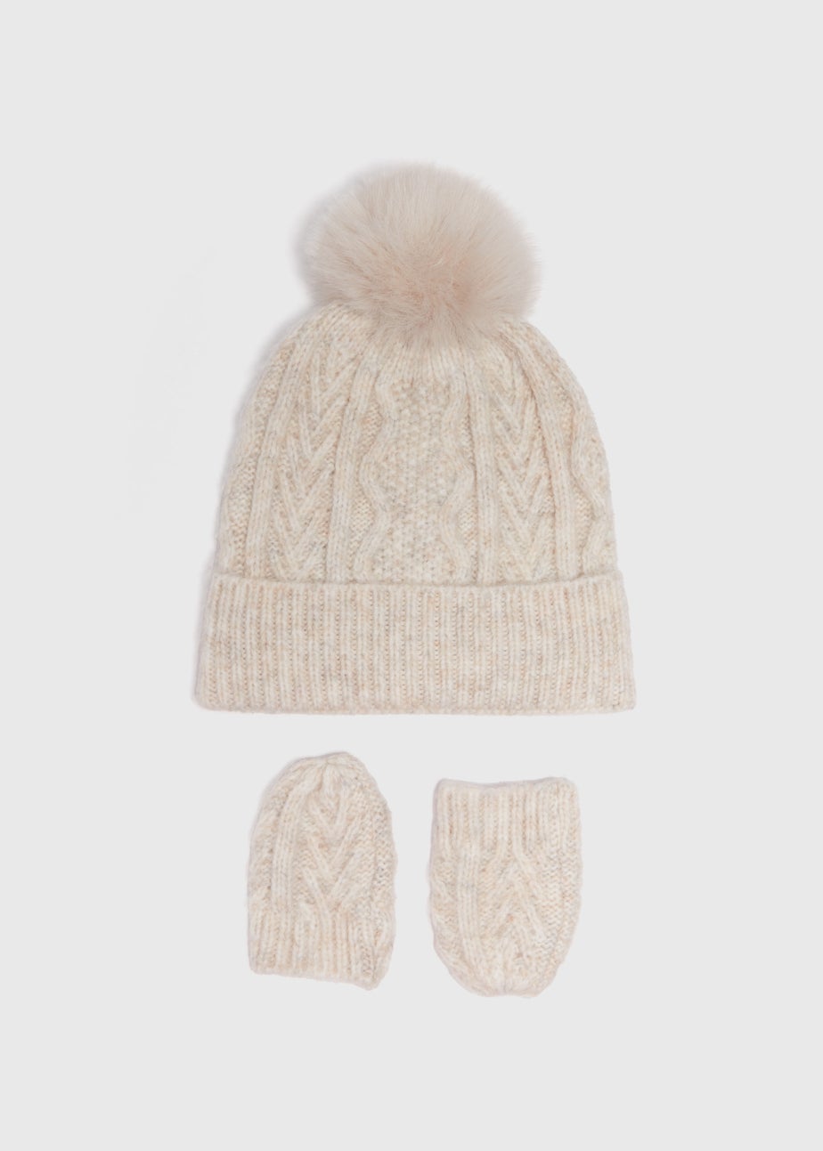 2 Pack Baby Oatmeal Beanie Hat & Mitt Gloves Set (Newborn-24mths)