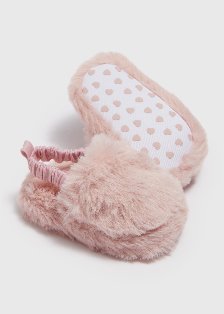 Baby Pink Fur Slippers (Newborn-18mths)