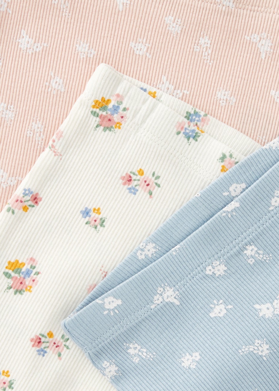 3 Pack Baby Cream Floral Leggings (Newborn-23mths)