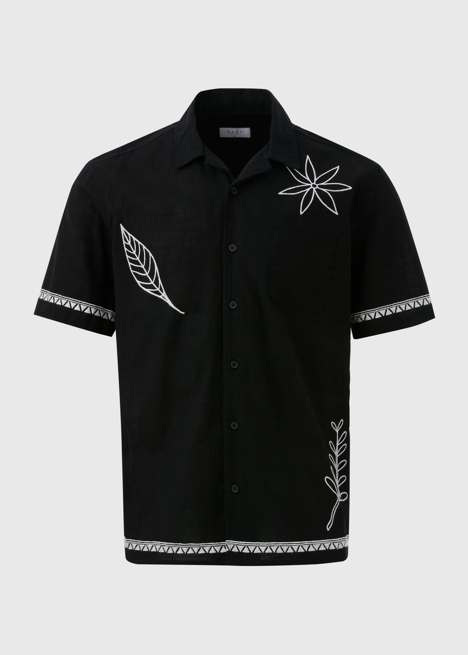 Black Leaf Embroidered Shirt
