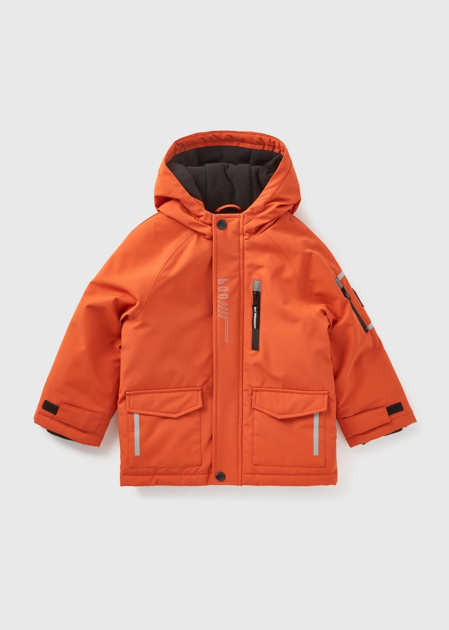 Boys Orange Showerproof Parka Coat (1-7yrs)