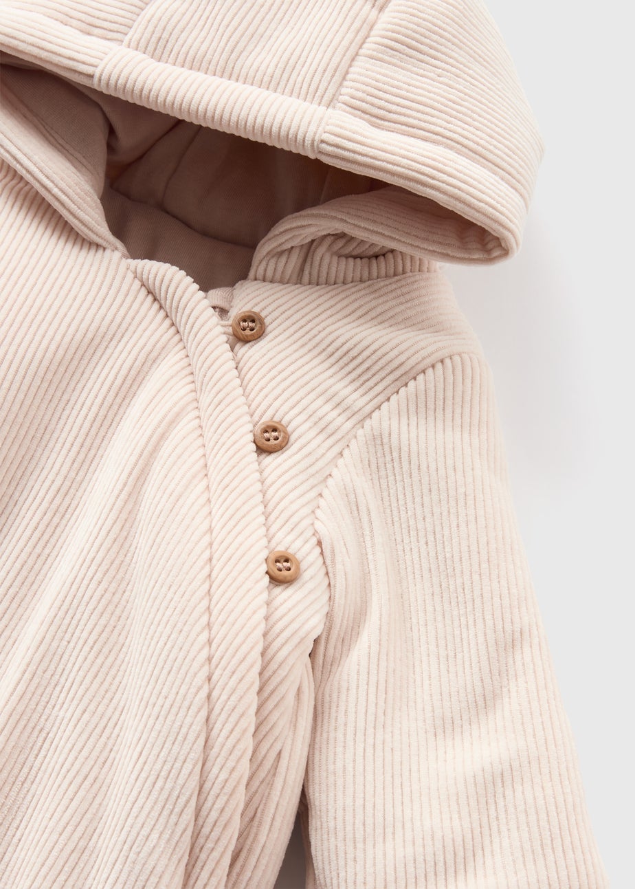 Baby Cream Velour Ribbed Pramsuit (Newborn-18mths)