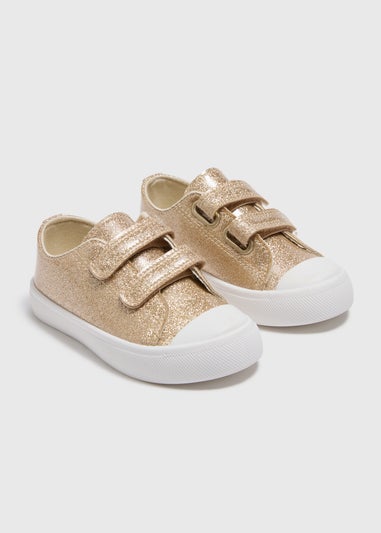Girls Gold Glitter Trainers (Younger 4-12)