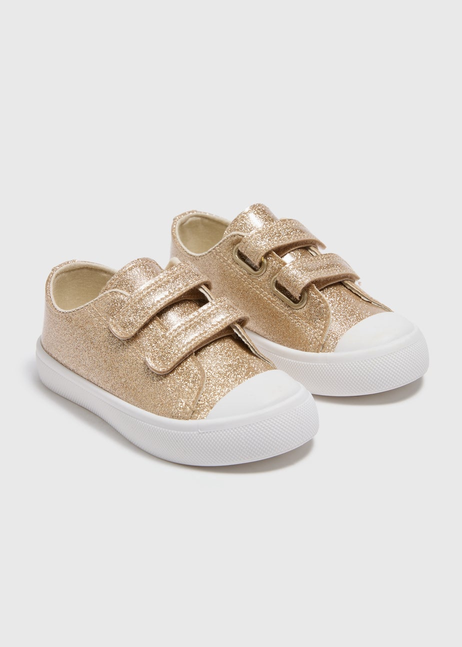 Girls Gold Glitter Trainers (Younger 4-12)