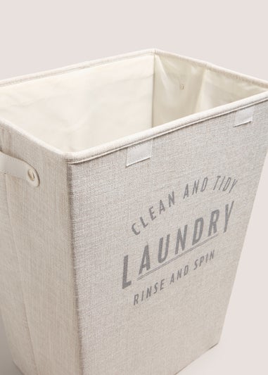 White Linen Laundry Basket