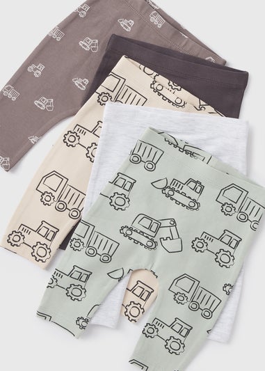 5 Pack Baby Grey Digger Leggings (Newborn-23mths)