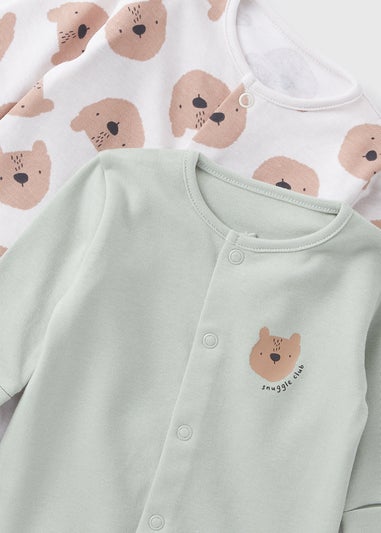 2 Pack Baby Green Bear Sleepsuits (Newborn-23mths)