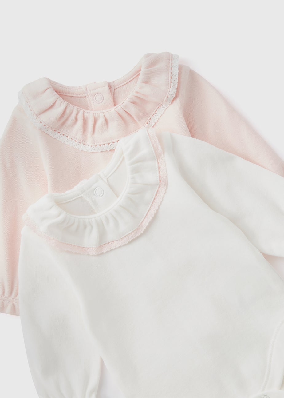 2 Pack Baby White Frill Bodysuits (Newborn-18mths)