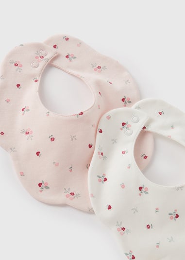 2 Pack Baby Pink Floral Frill Bibs