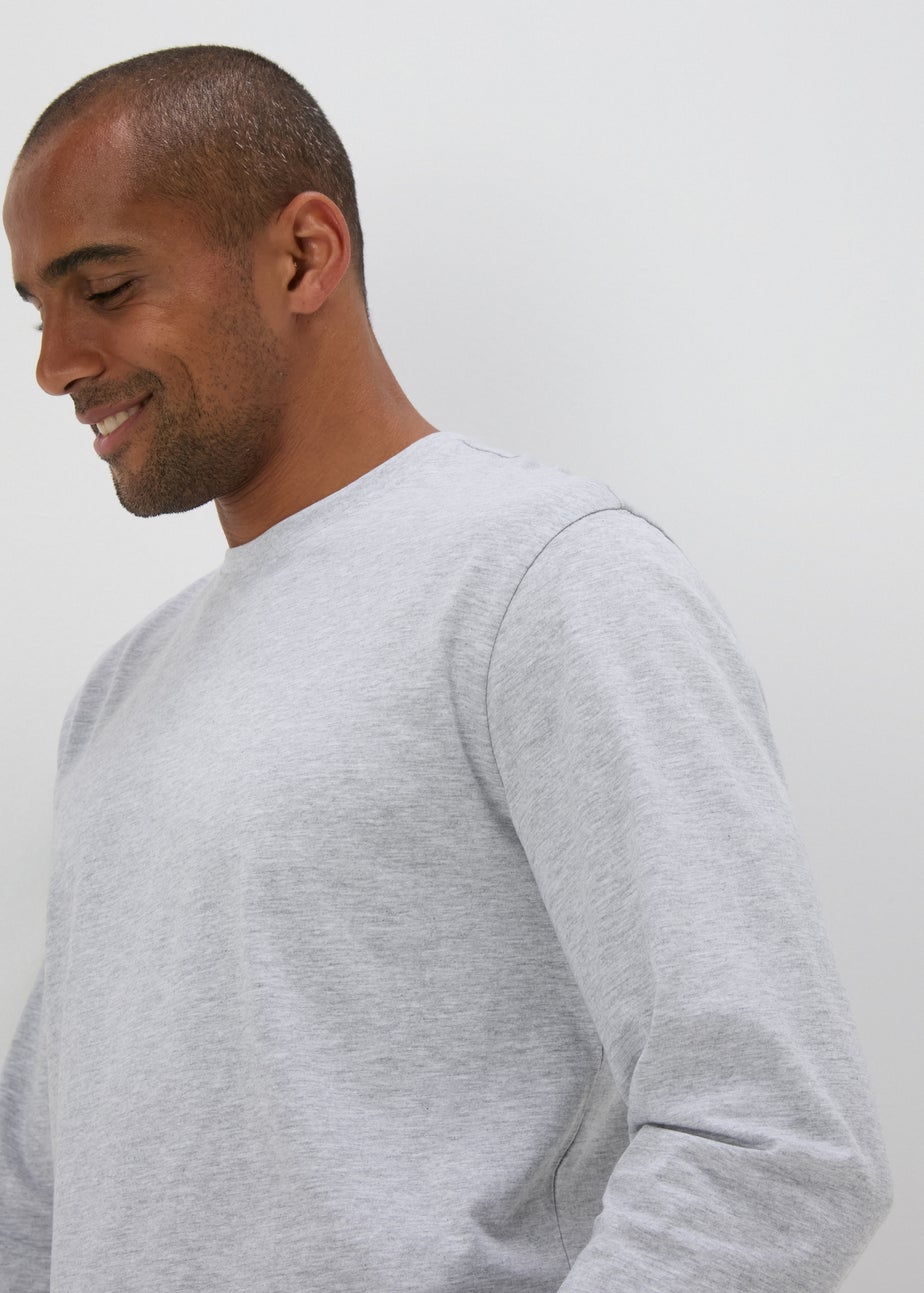 Grey Crew Neck Long Sleeve T-Shirt