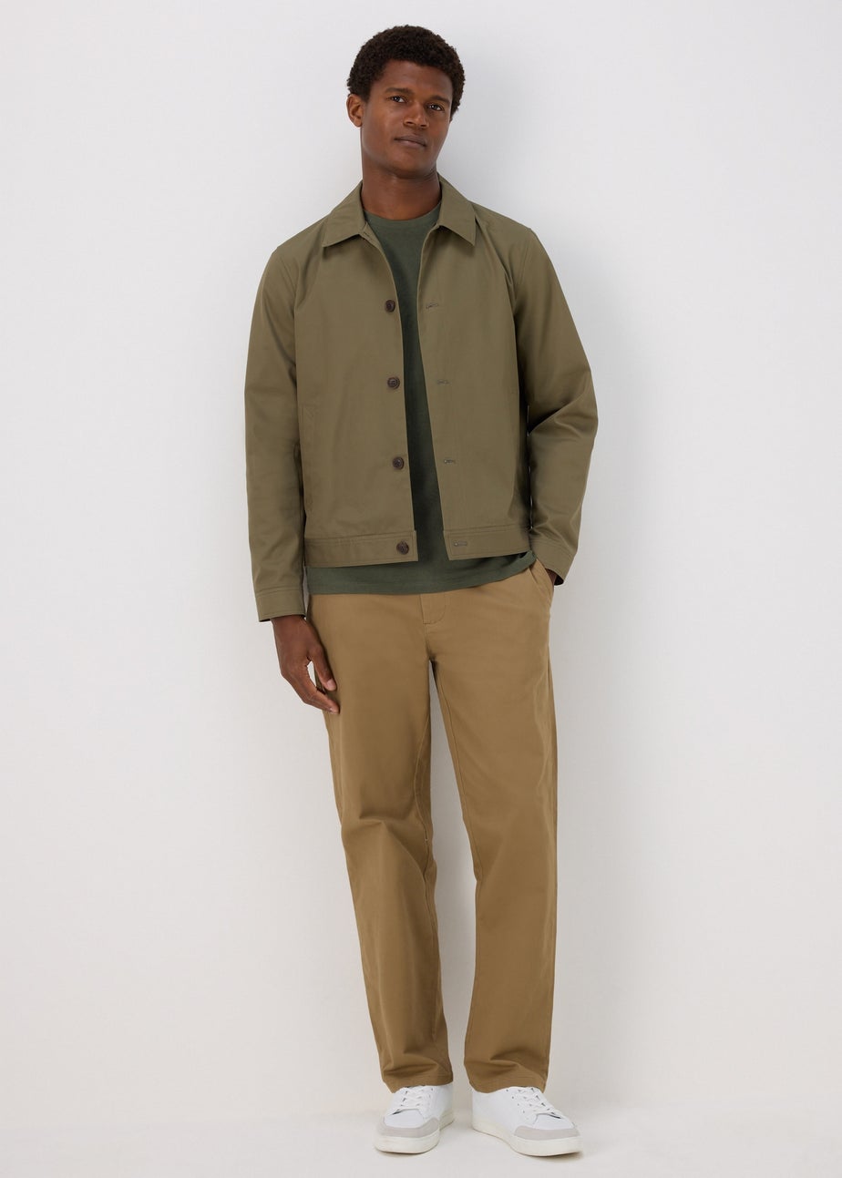 Khaki Long Sleeve Crew Neck T-Shirt