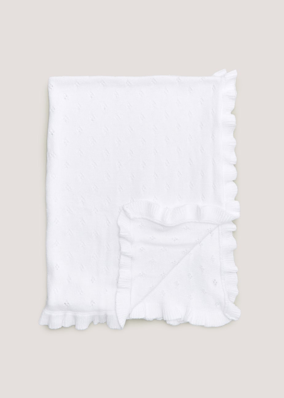 Baby White Frill Edge Shawl