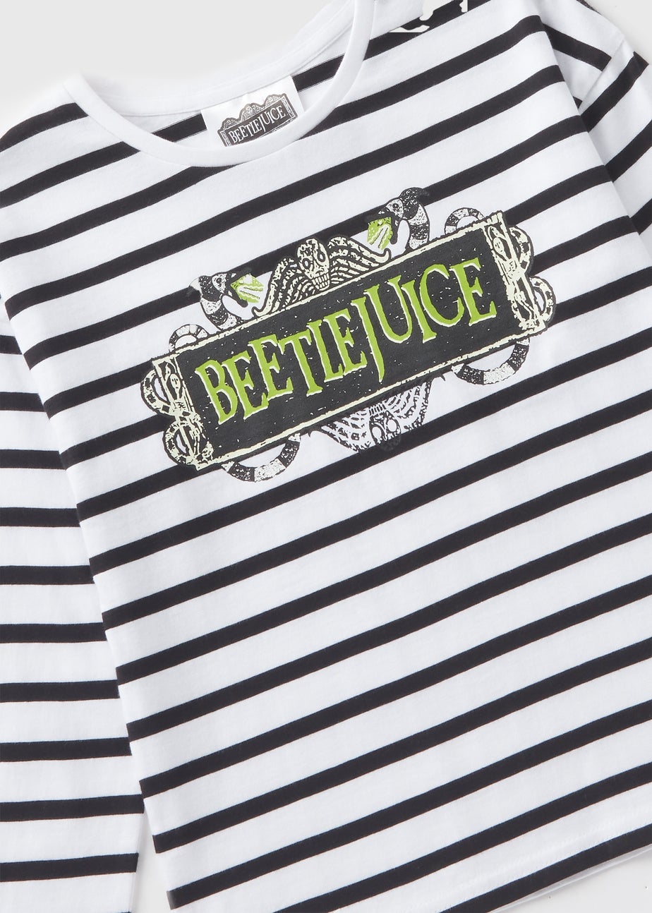 Beetlejuice Girls White Stripe Long Sleeve Top (7-13yrs)