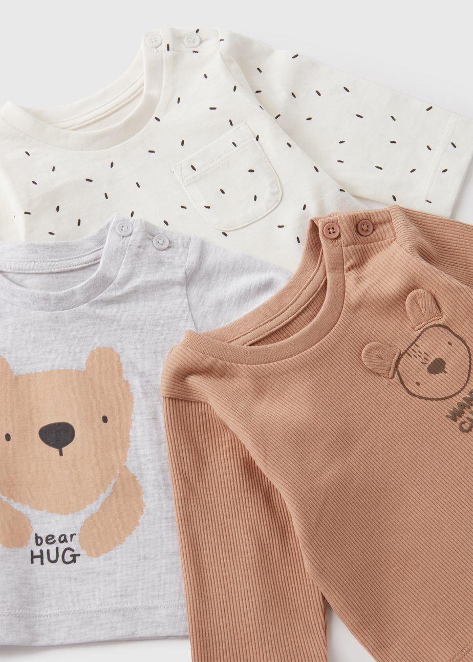 3 Pack Baby Brown Bear T-Shirts (Newborn-23mths)