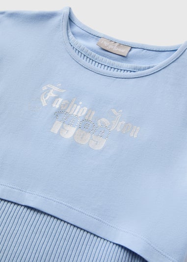 Girls Blue 2 in 1 Top (7-15yrs)