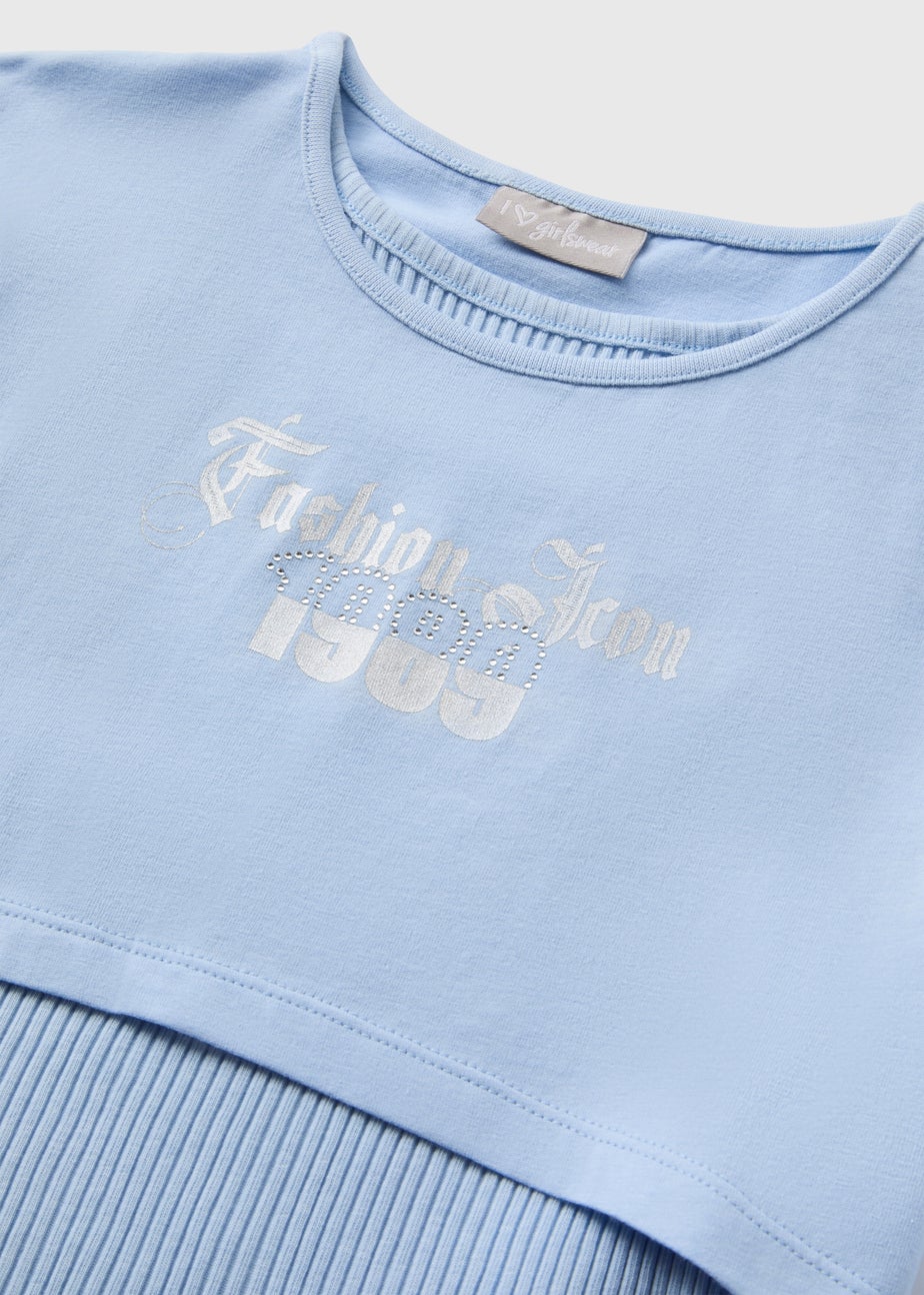 Girls Blue 2 in 1 Top (7-15yrs)