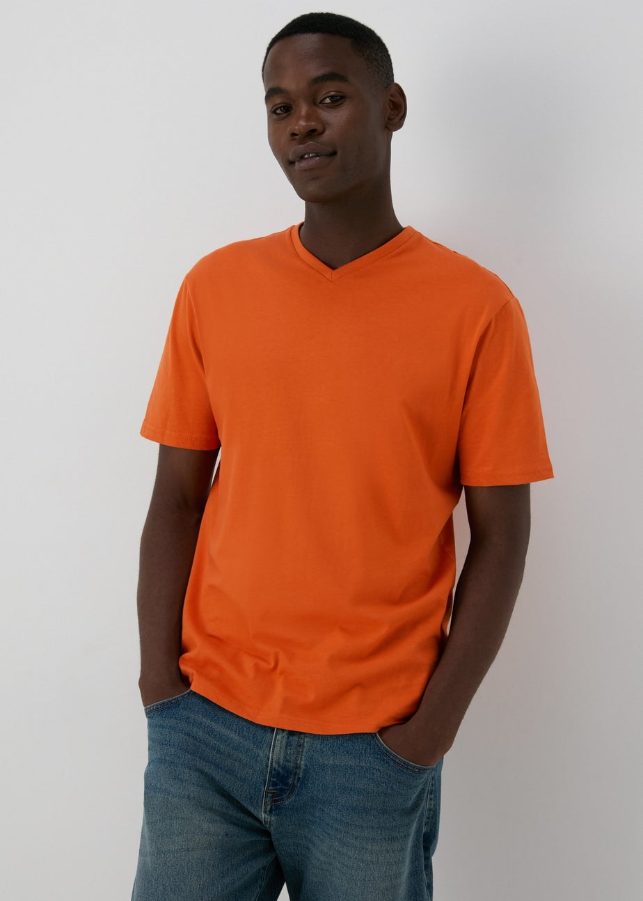 Orange V Neck Essential T-Shirt