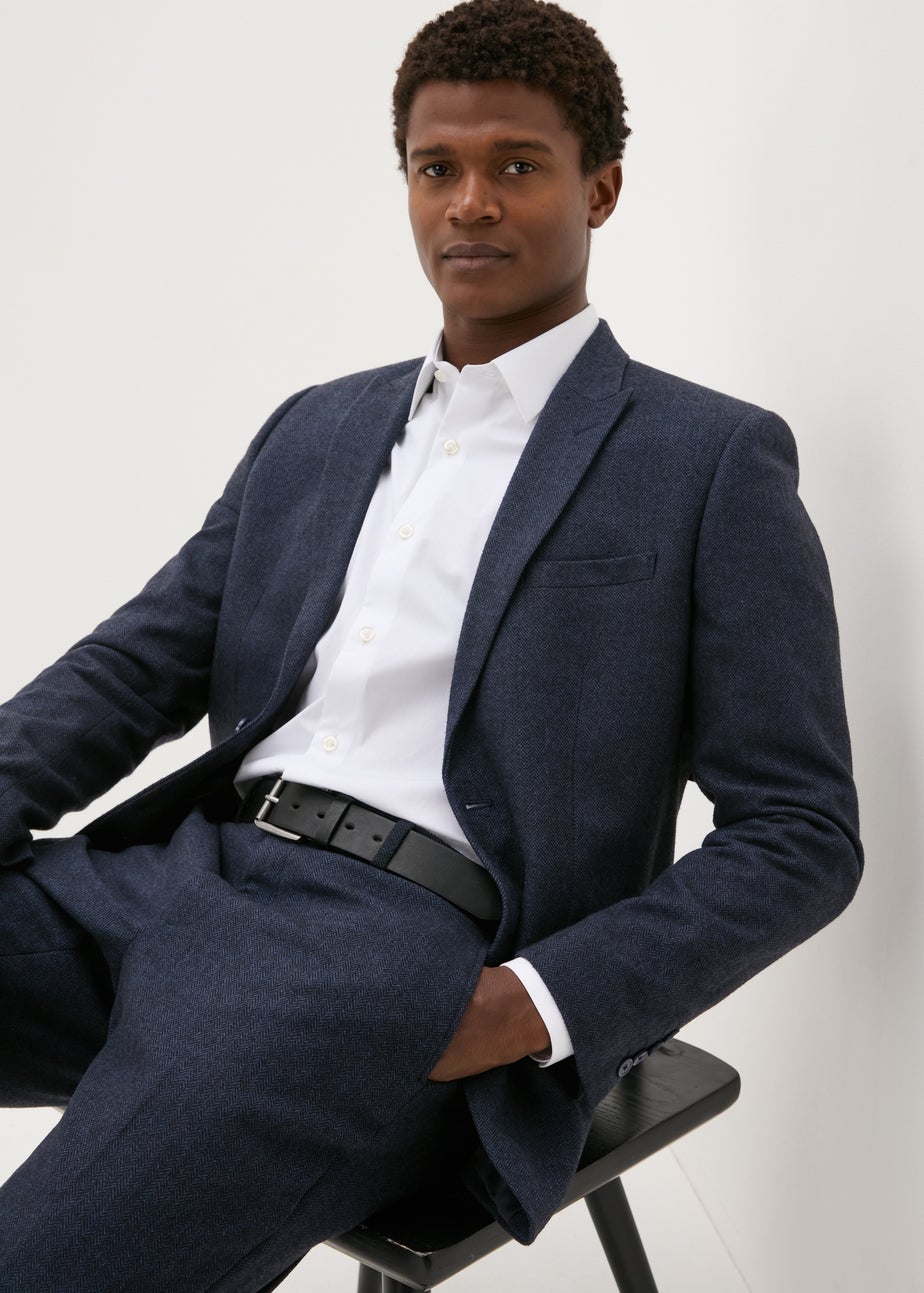 Taylor & Wright Highclere Navy Wool Blend Slim Fit Jacket