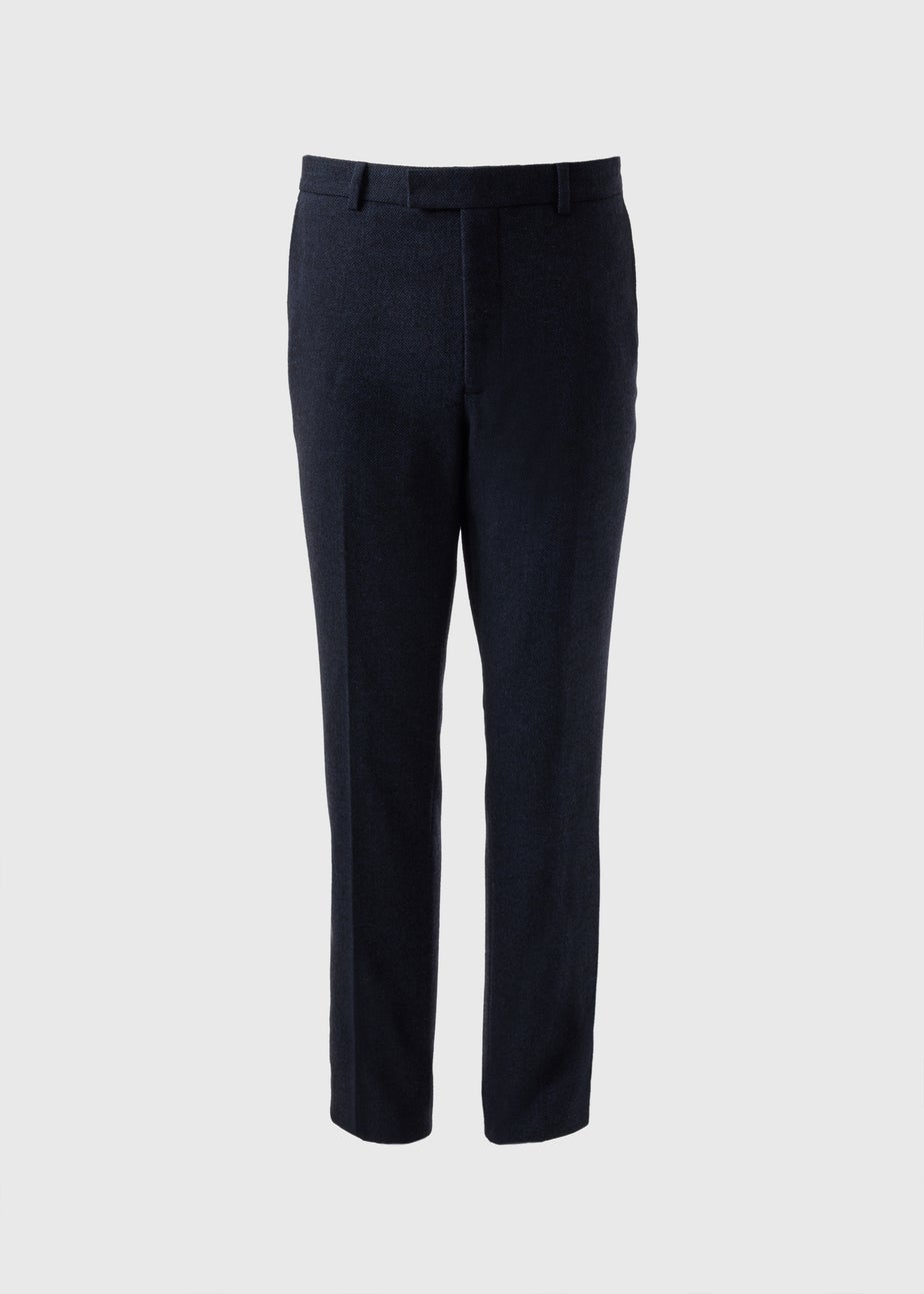 Taylor & Wright Highclere Navy Wool Blend Slim Fit Trousers