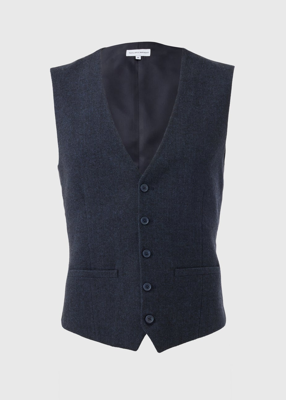 Taylor & Wright Highclere Navy Wool Blend Waistcoat