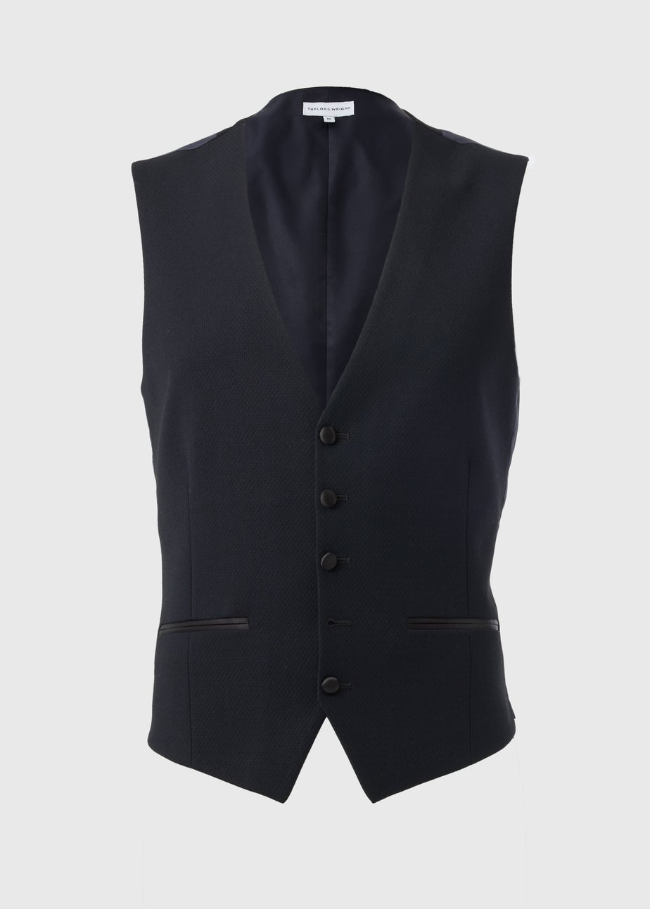Taylor & Wright Dunham Navy Jacquard Evening Waistcoat