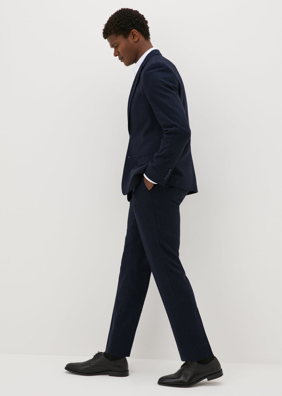 Taylor & Wright Highclere Navy Wool Blend Tailored Fit Trousers