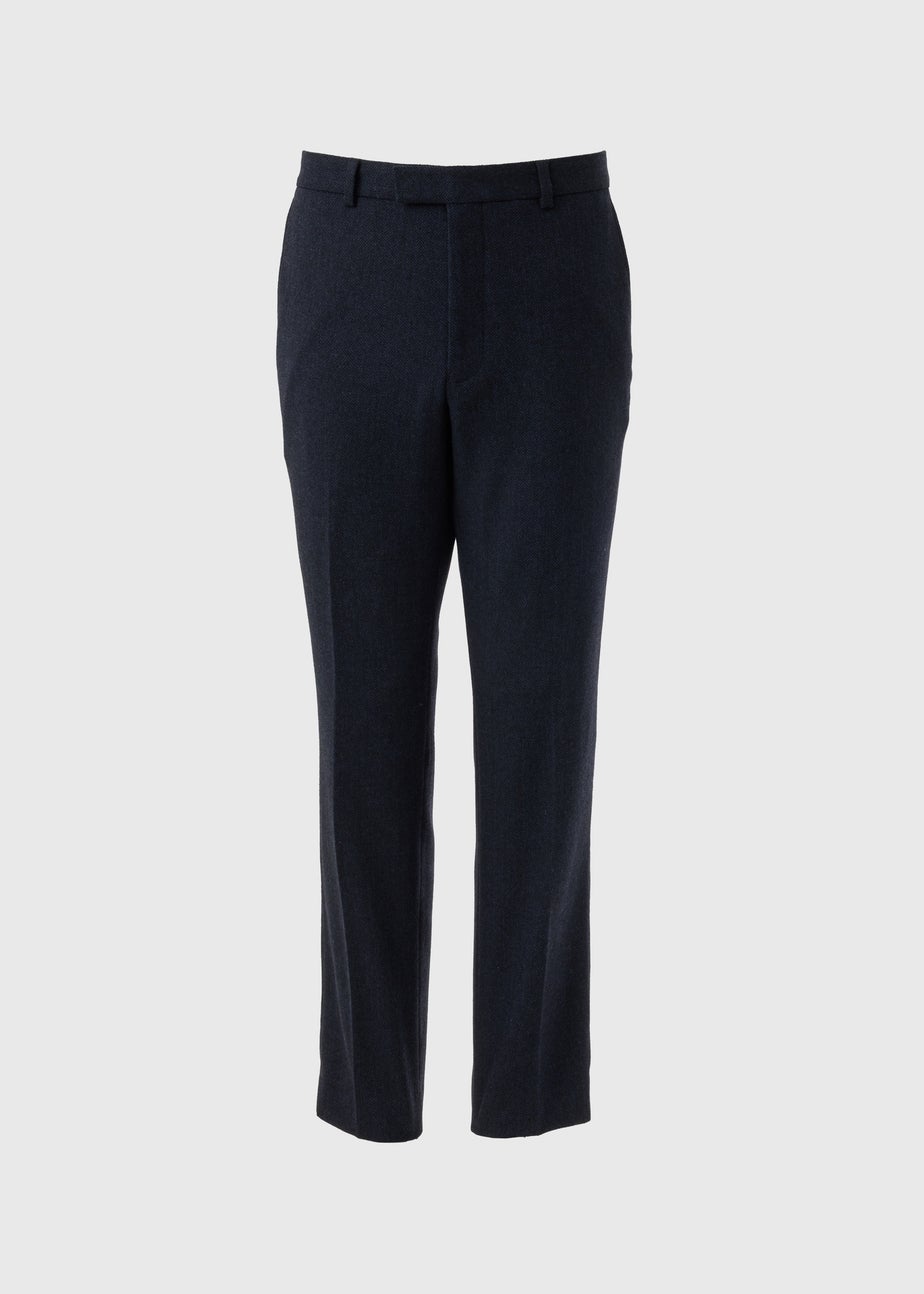 Taylor & Wright Highclere Navy Wool Blend Tailored Fit Trousers