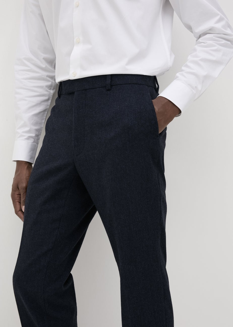 Taylor & Wright Highclere Navy Wool Blend Tailored Fit Trousers