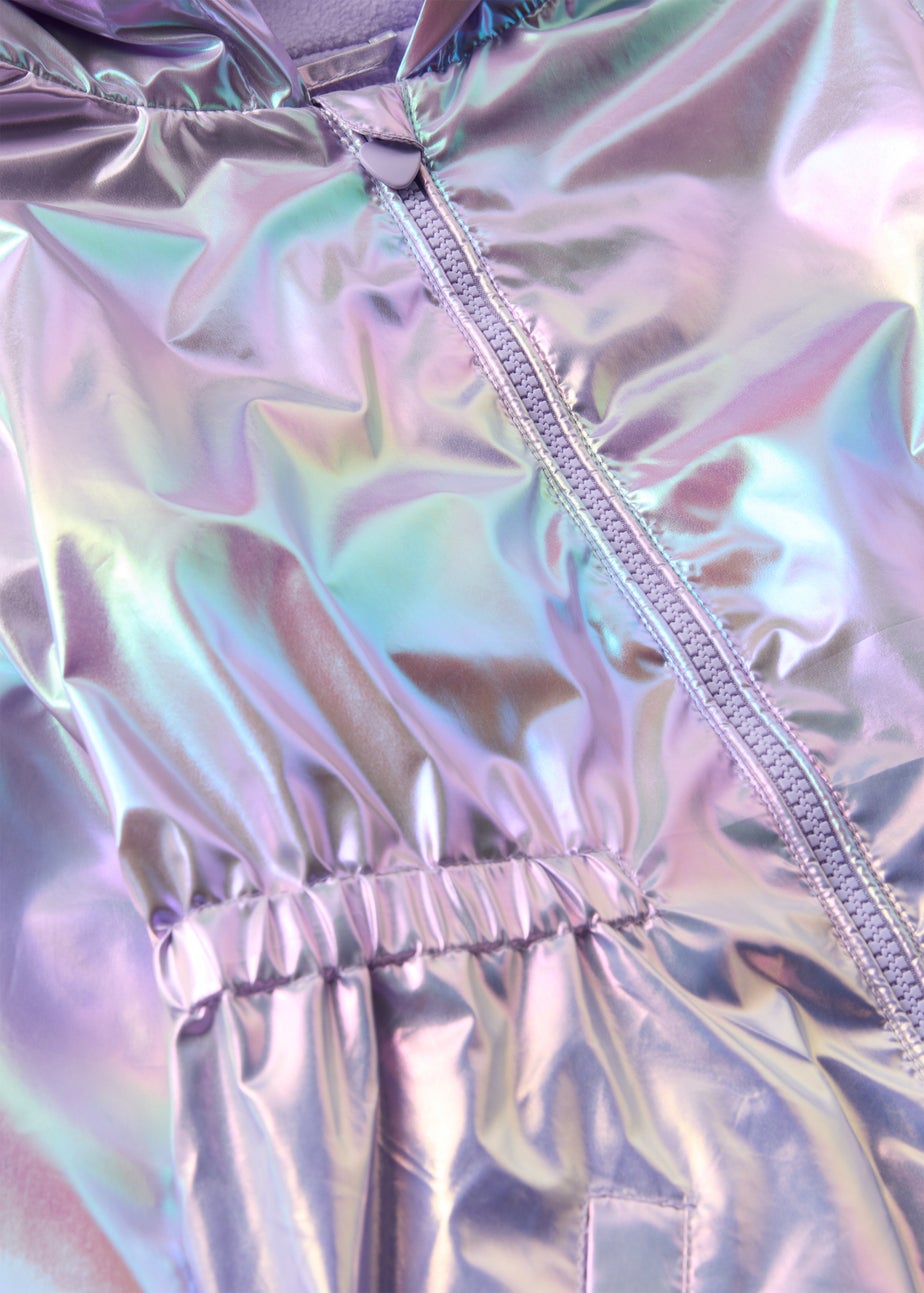 Girls Lilac Iridescent Showerproof Rain Mac (1-7yrs)