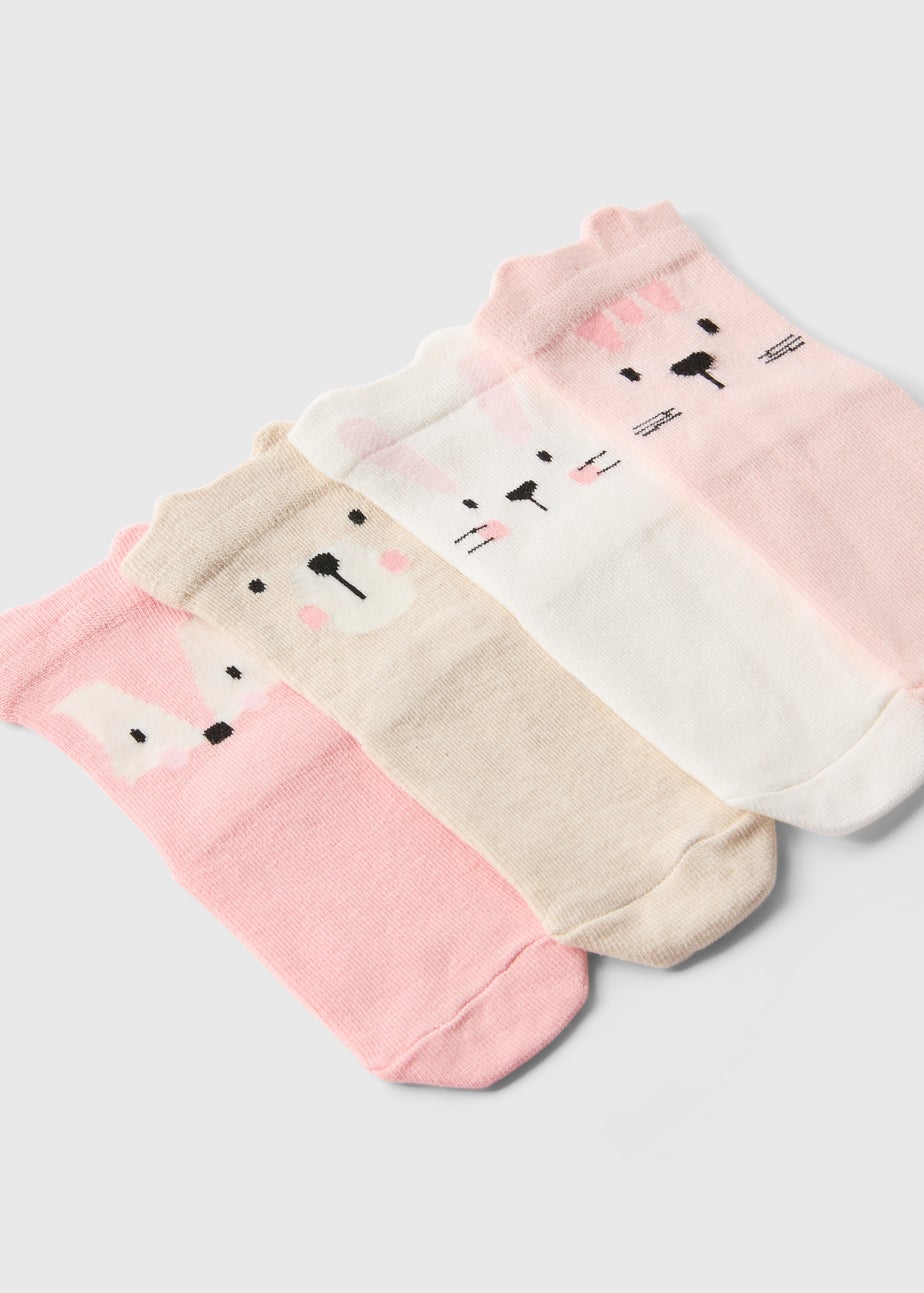 4 Pack Baby Pink Animal Socks (Newborn-24mths)