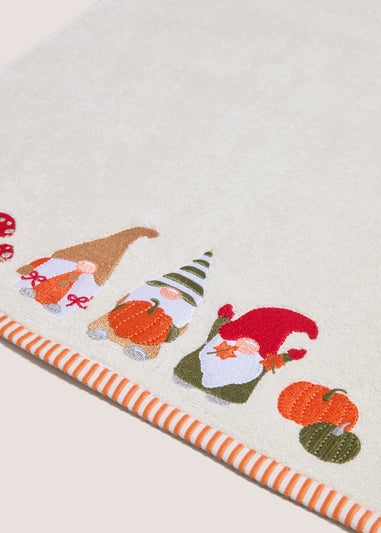 White Gnome Embroidered Hand Towel