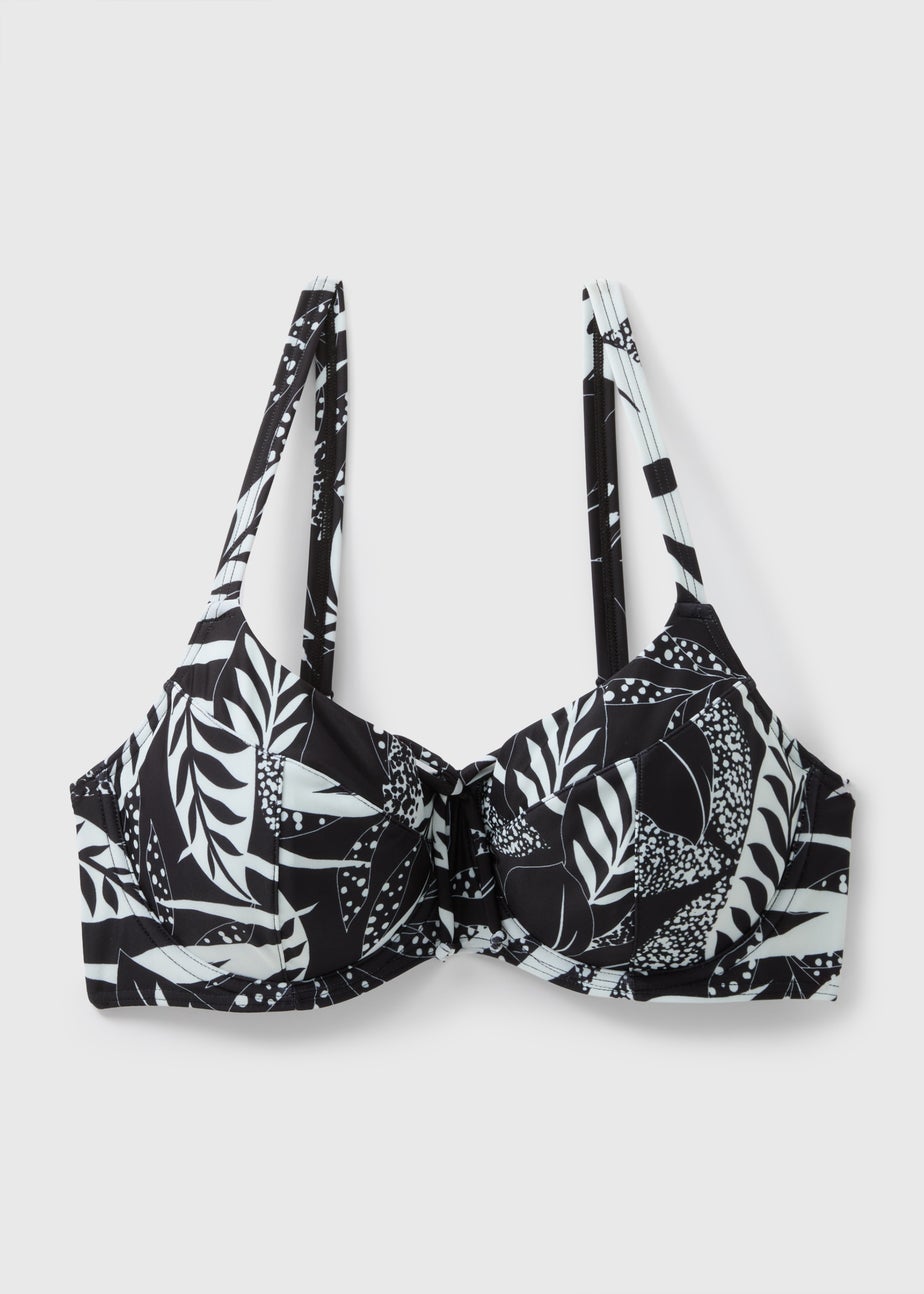 Black Floral Bikini Top