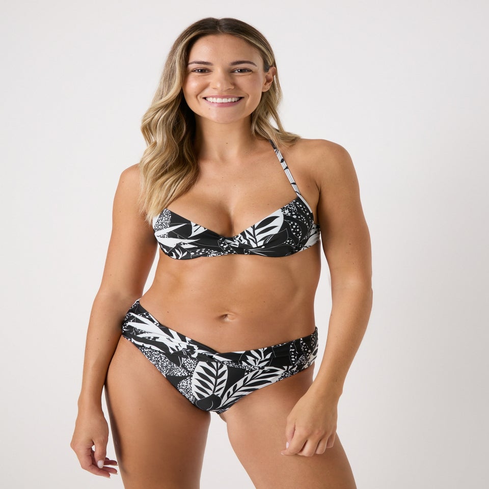 Black Floral High Waist Bikini Bottoms