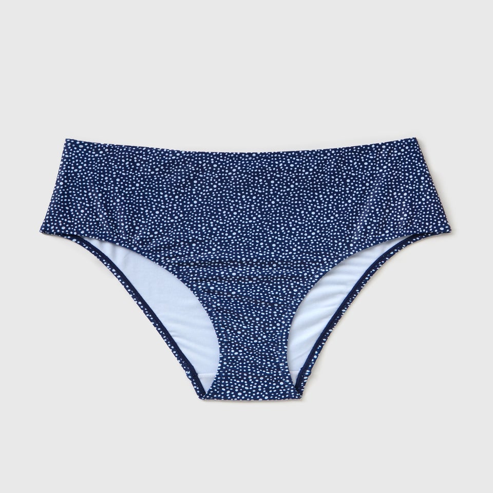 Navy Spot High Waisted Brazilian Bikini Bottoms