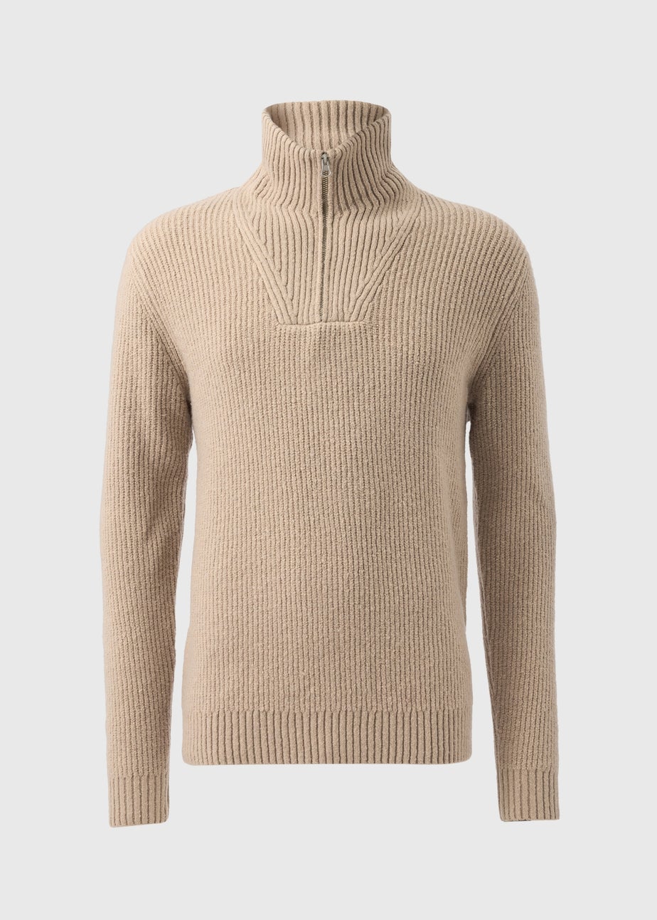 Stone Ribbed 1/4 Zip Jumper