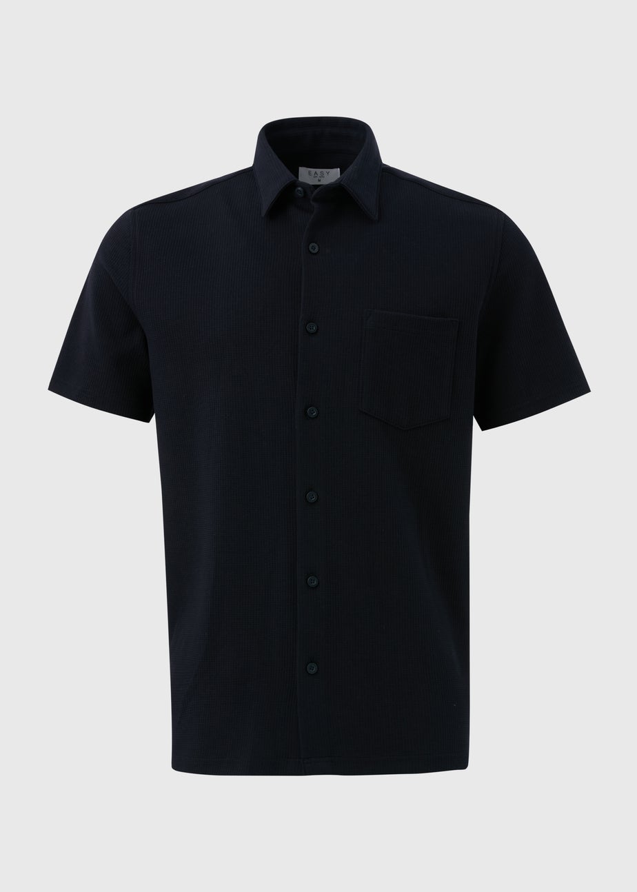 Navy Textured Jersey Shirt