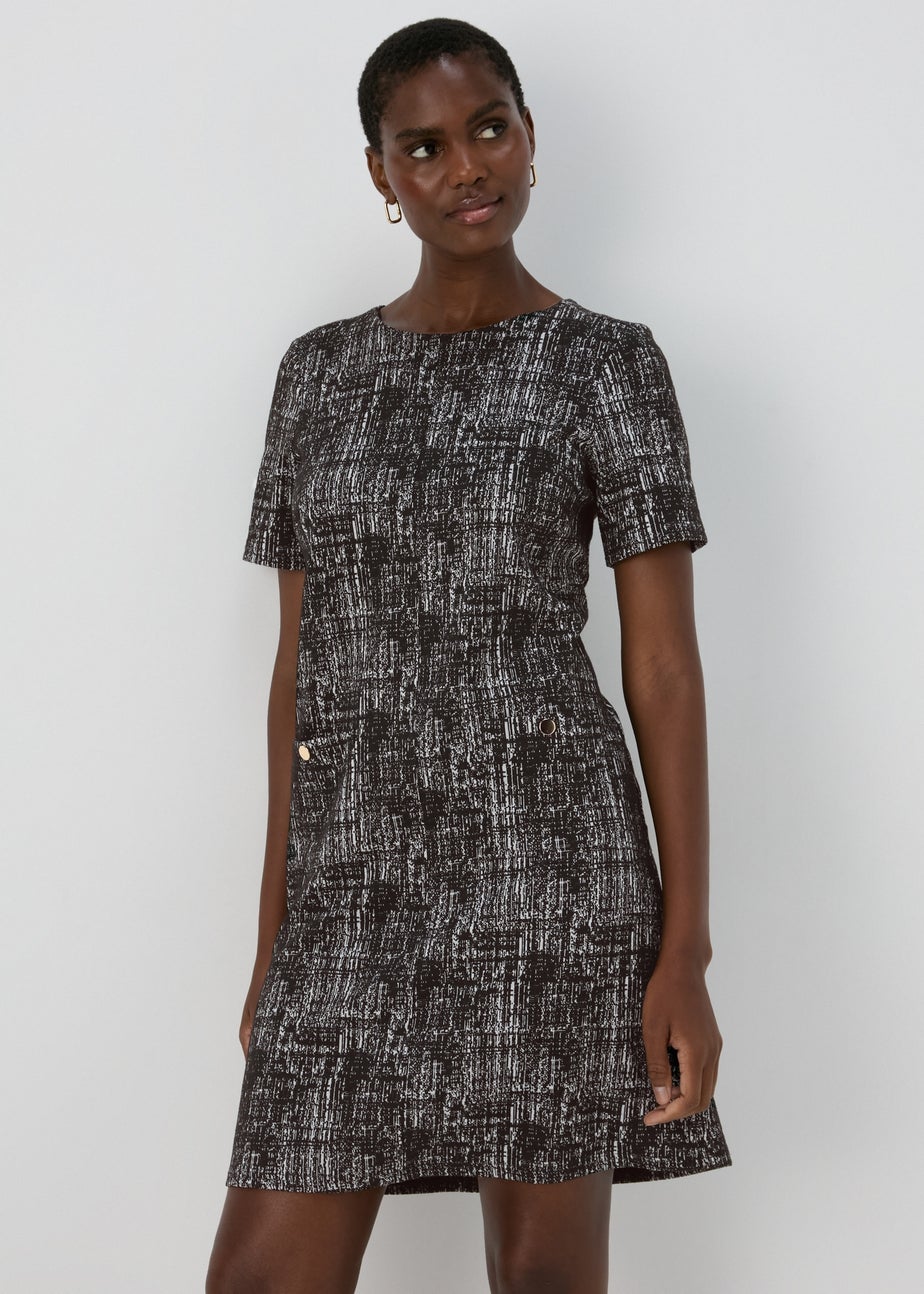 E Vous Black Textured Ponte Mini Dress