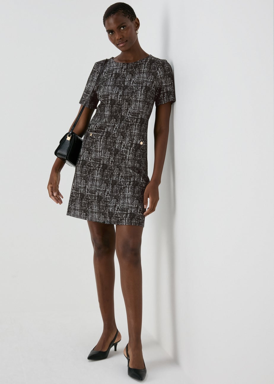 E Vous Black Textured Ponte Mini Dress