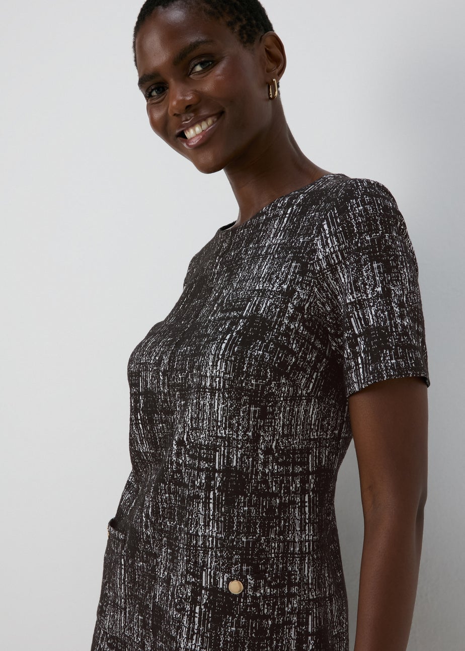 E Vous Black Textured Ponte Mini Dress