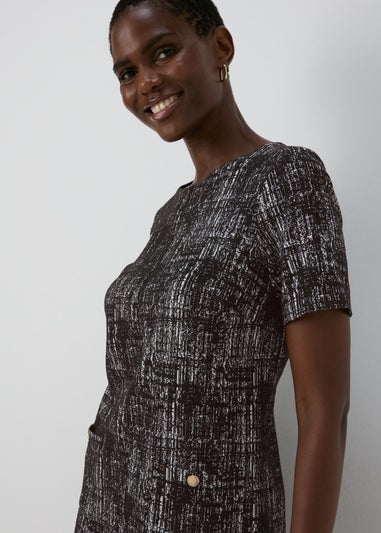 E Vous Black Textured Ponte Mini Dress