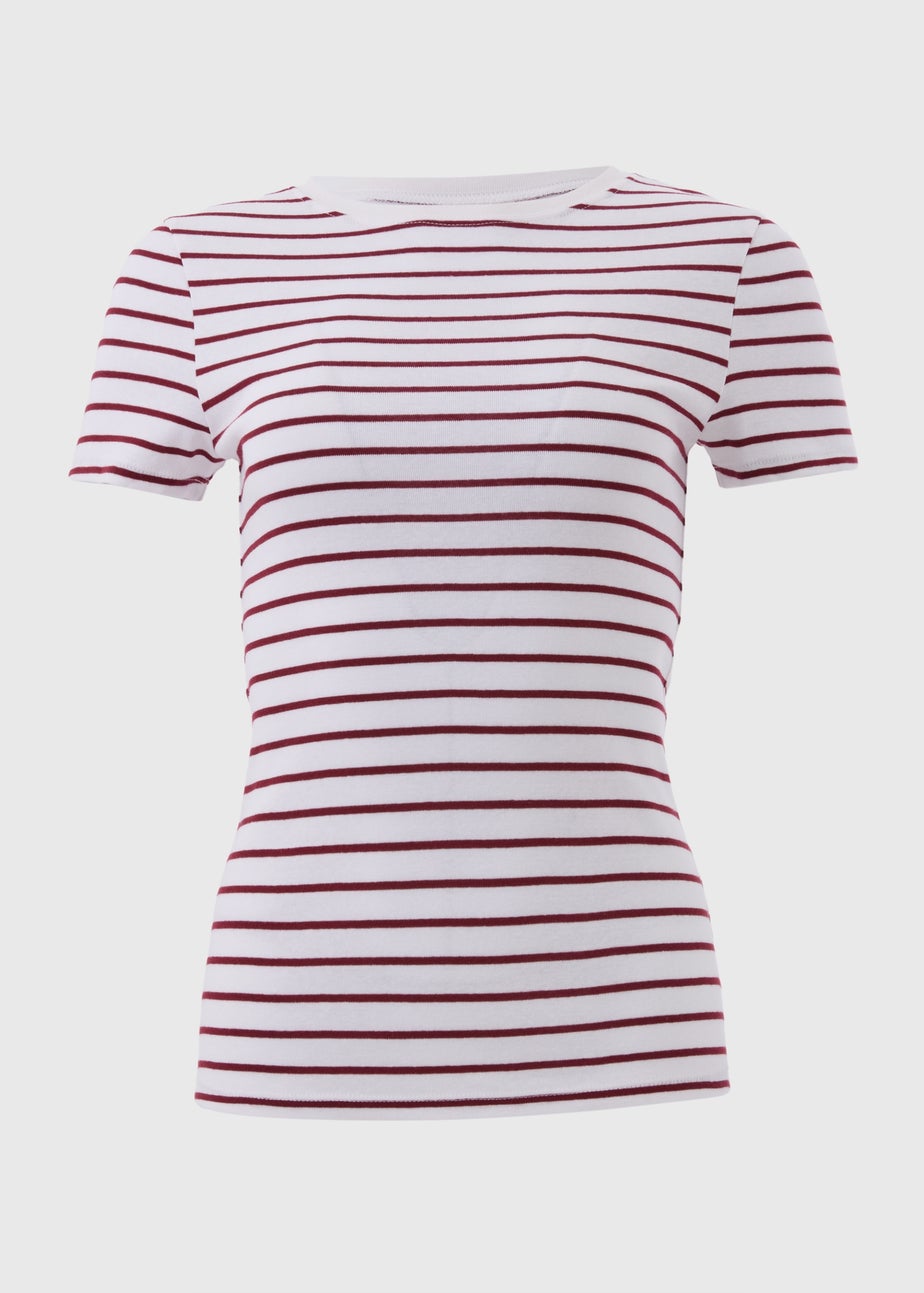 Burgundy Stripe Fitted T-Shirt