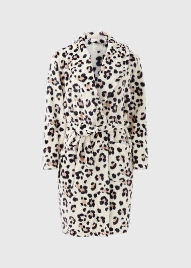 Cream Animal Print Dressing Gown