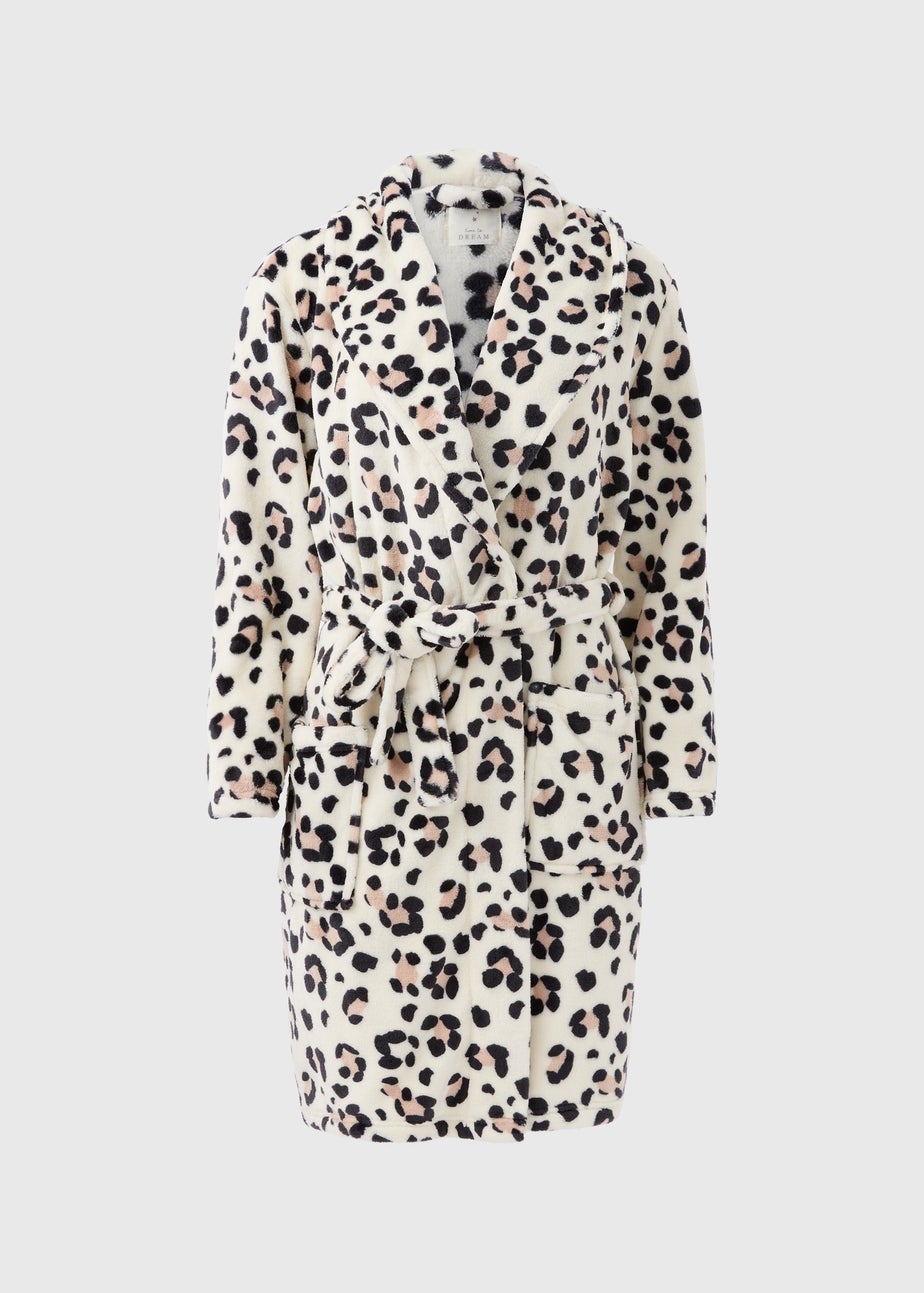 Cream Animal Print Dressing Gown
