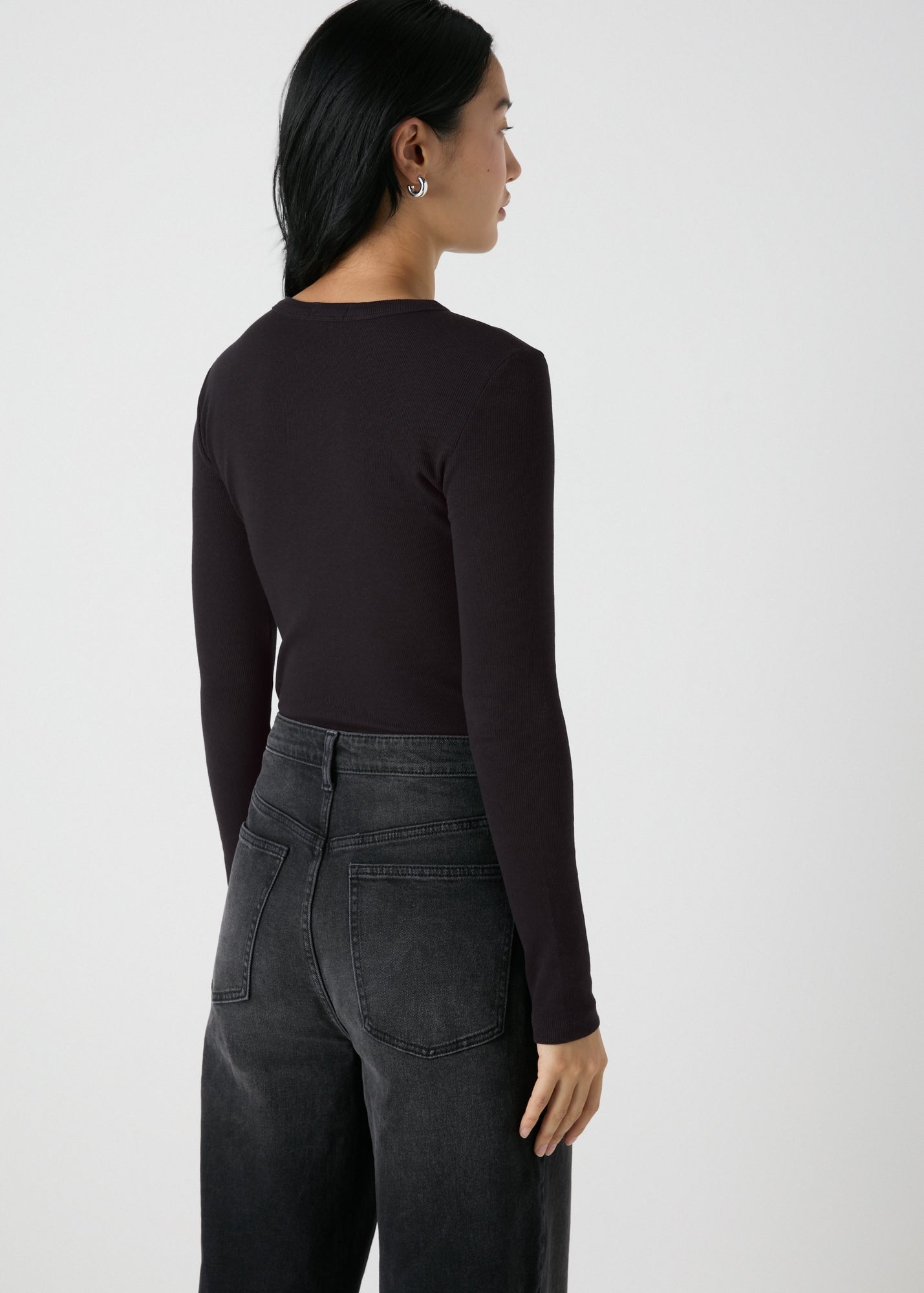 Black Long Sleeve Ribbed Top - Matalan