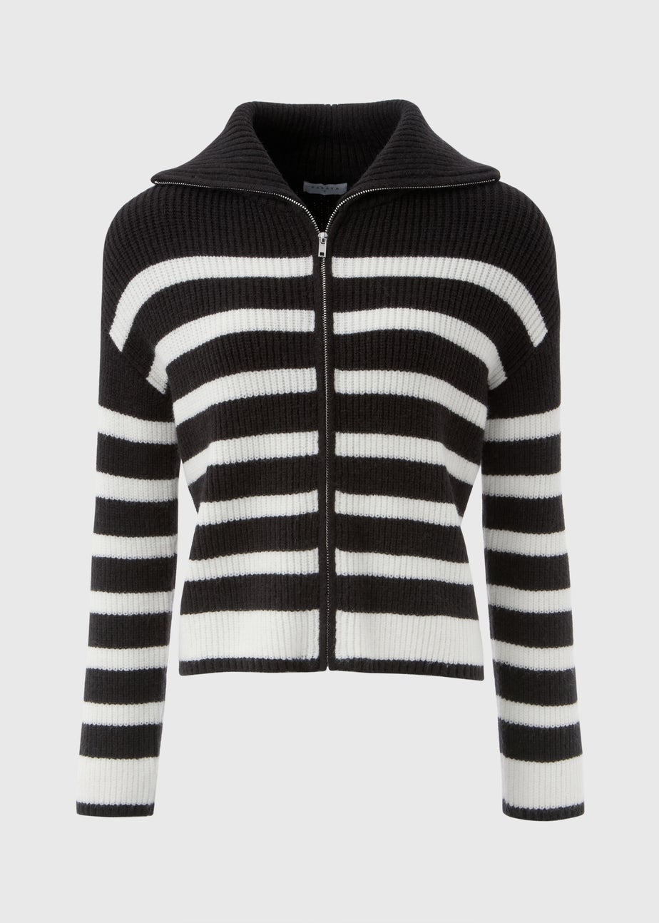 Stripe Zip Knitted Cardigan