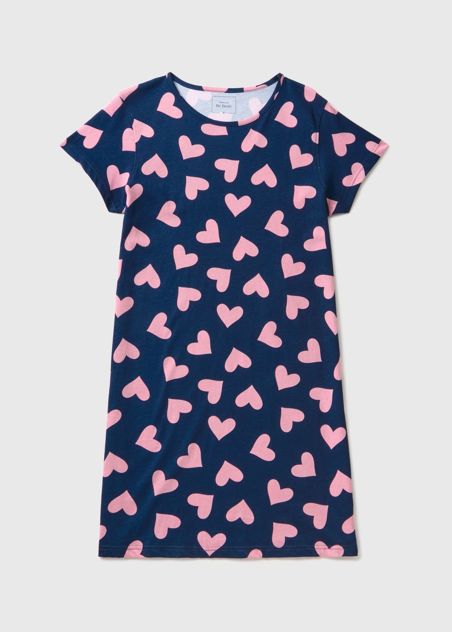 Navy Heart Print Nightie