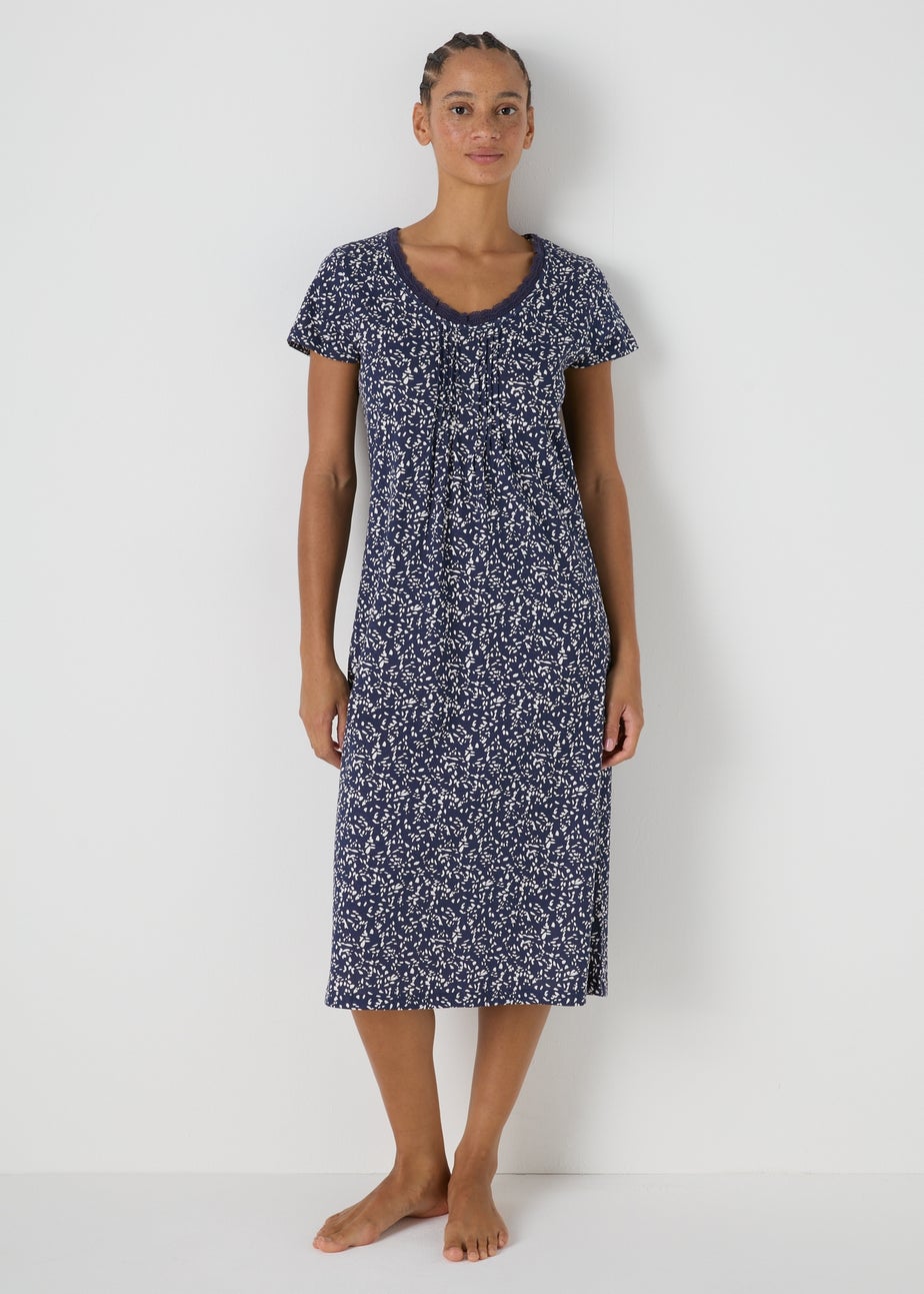 Navy Spot Lace Nightie