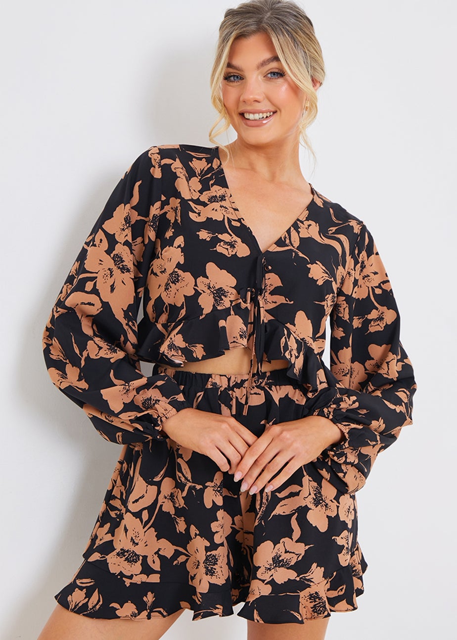 In The Style Jac Jossa Black Floral Co Ord Top